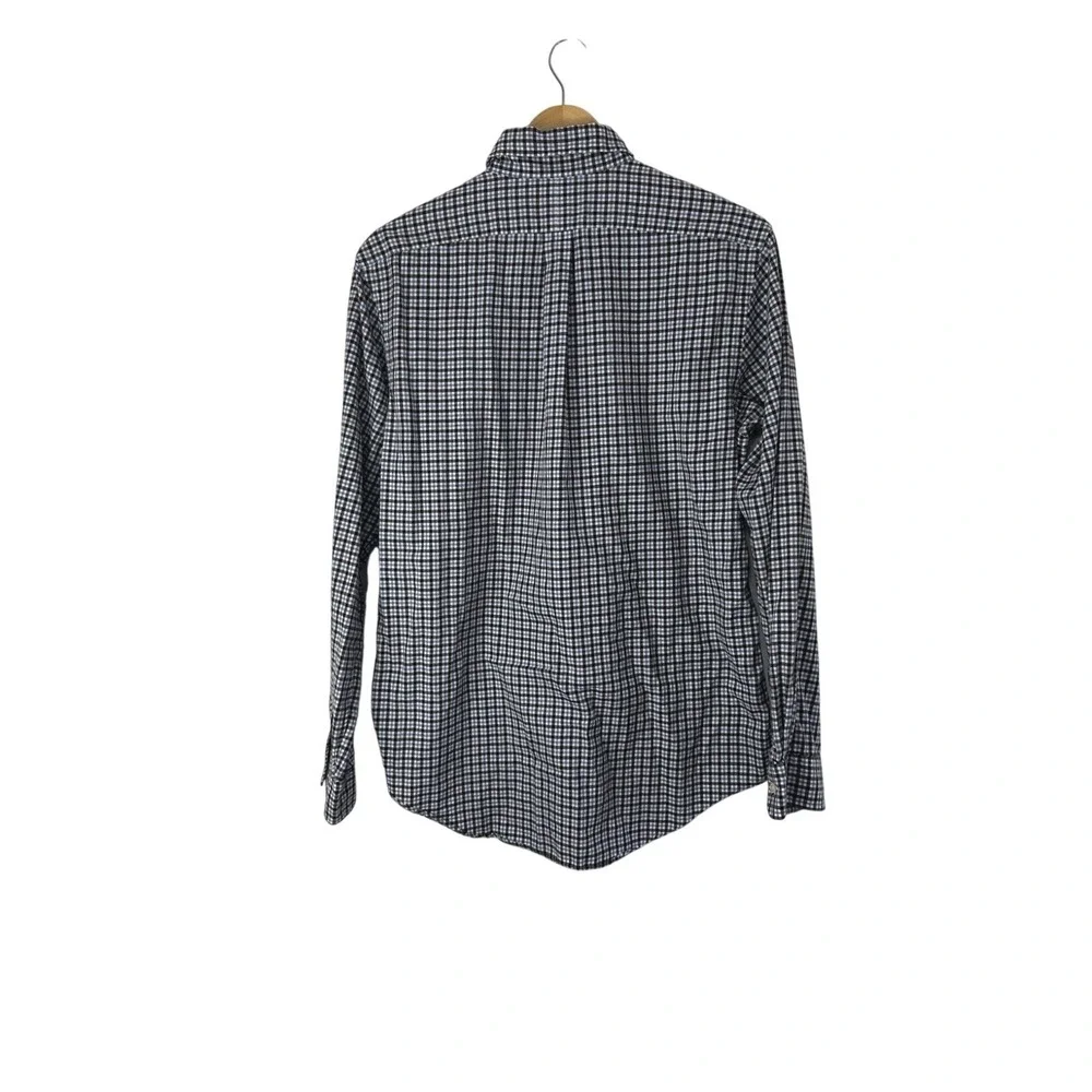 Polo Ralph Lauren Shirt Mens Medium Blue White Gingham Check Button Down Pony